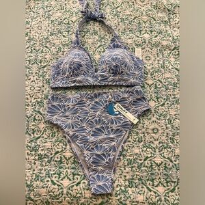Cupshe Blue and White Bikini Set